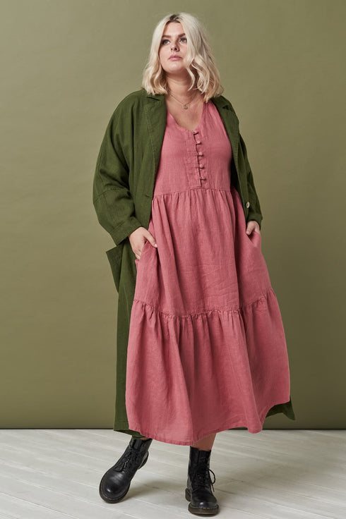 Image 3 of Linen shift dress with front buttons and pockets on the side Sydney from Baltic Linen